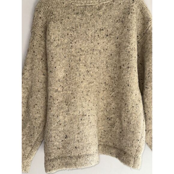 Vtg J Riggins Wool Sweater Henley Chunky Button Thick Cozy Beige Mens Large - Picture 8 of 14